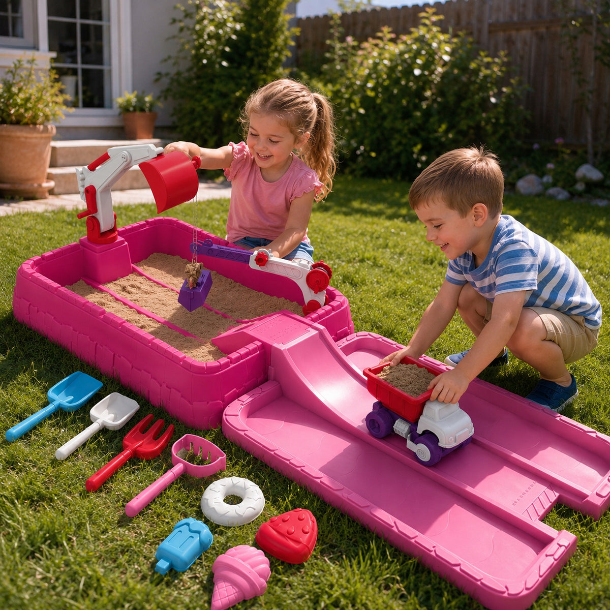 Sandbox Beach Table Water Table Excavator Auto Molds Spatula Grabki Packaging status original