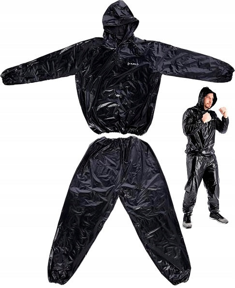 Sauna Tracksuit HMS Black Weight Loss Outfit Two Piece Pants PVC Sweatshirt
