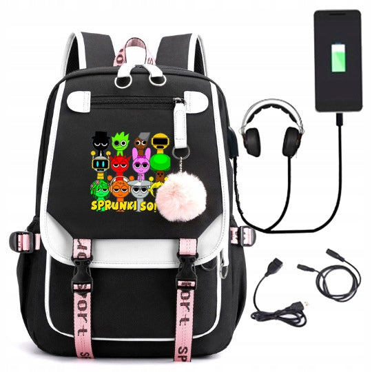 Schoolbag Sprunki Rhythm Box Student Shoulder Bag USB and Audio Cable
