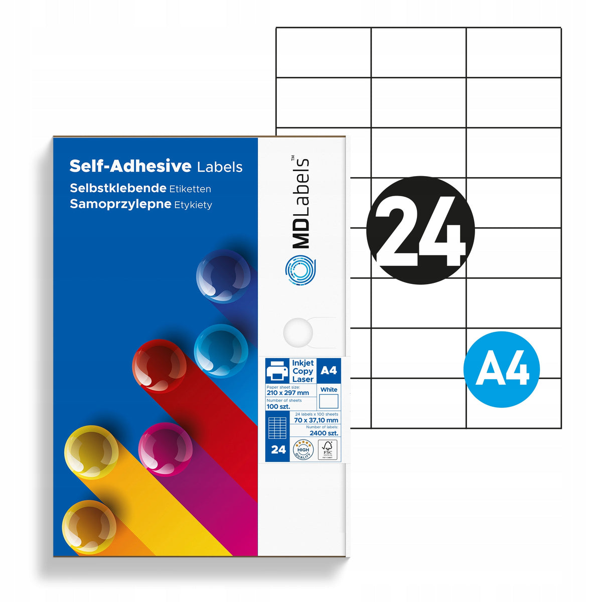 Self Adhesive Labels Printing Label4 70x37,1 100 Sheets