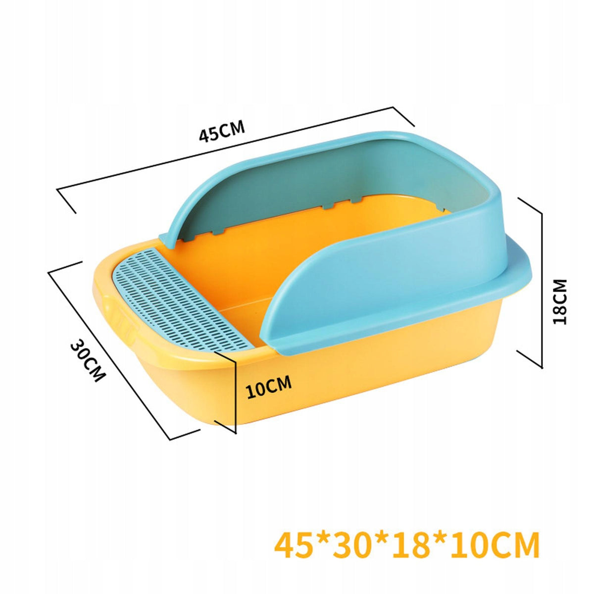 Semi Enclosed Cat Litter Box Sandbox High Sided Rim Easy Cleaning Yellow Packaging status original