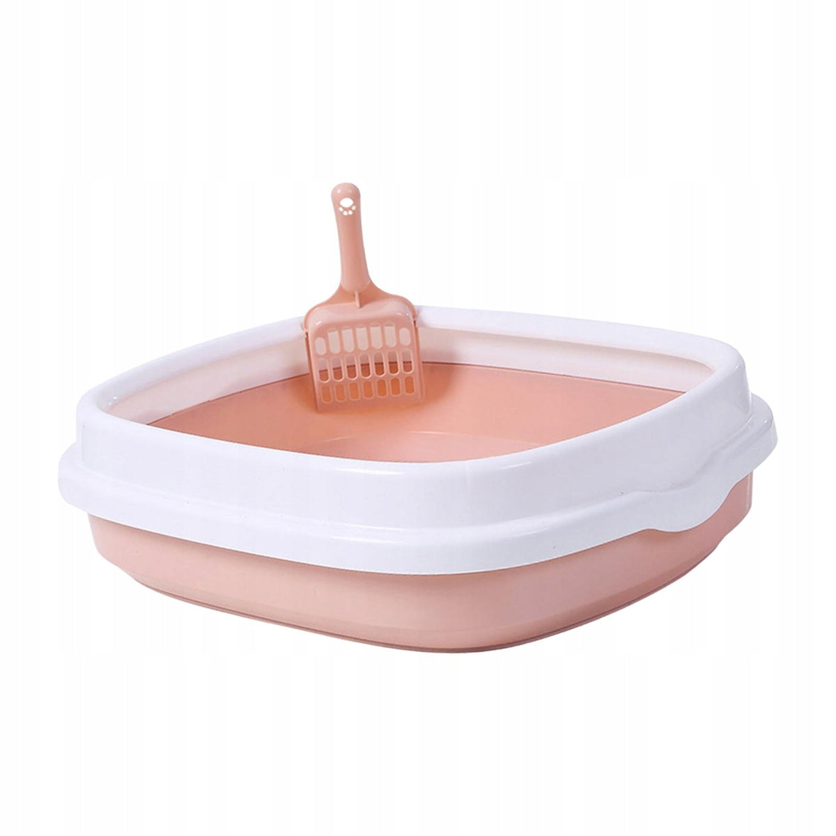 Semi Enclosed Cat Litter Box, with Surrounded Top Frame Bedpan Pink Medium