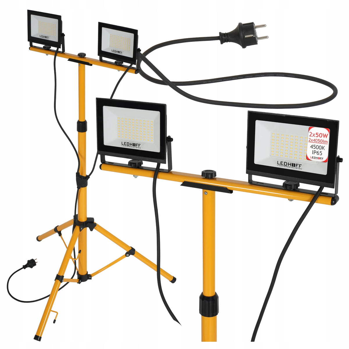 Set Halogen Floodlight LED Lamp Tripod Stand 2x 50W Construction Work