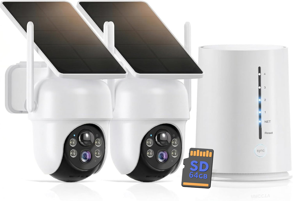 Set of 2 Cameras 4MP Solar Security System Outdoor Camera WIFI