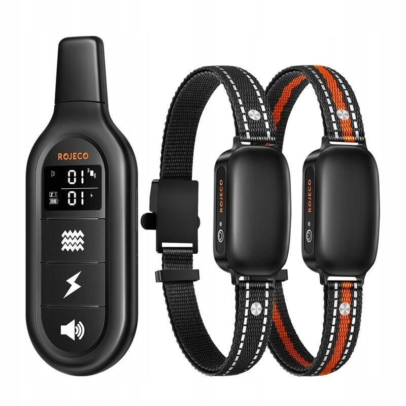 Set of Anti Bark Collars with Remote Control Rojeco Pd521 Range 1000m Ipx7