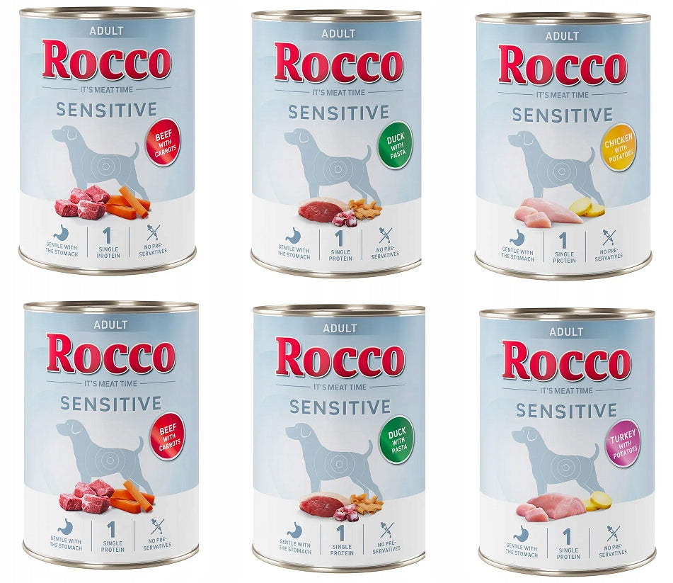 Set of Rocco Sensitive, 6 x 400 g FOUR FLAVORS