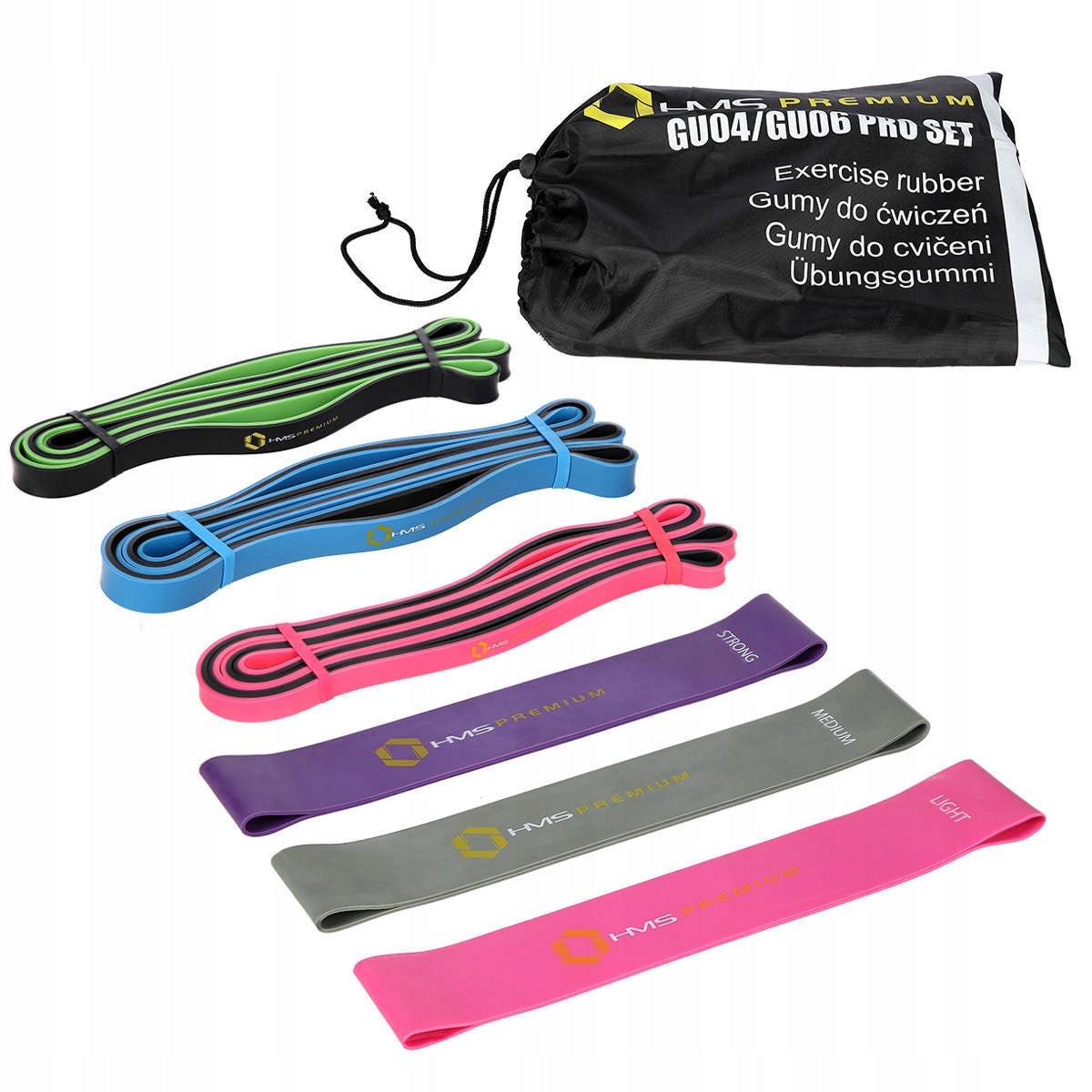 Set of exercise rubbers GU04 GU06 Premium HMS
