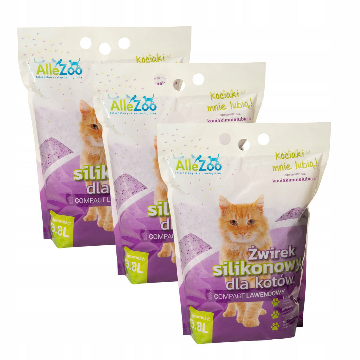 Silicone Litter For Cat Fine Compact Lavender AlleZoo 3x3,8l