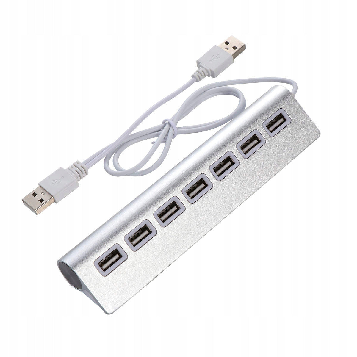 Silver USB Hub for Computer with 7 High-Speed USB 2.0 Ports