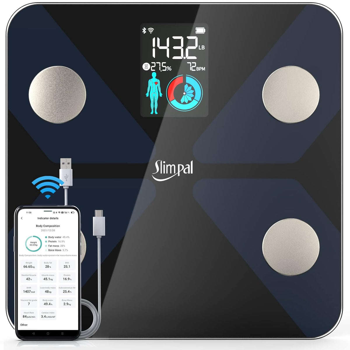Slimpal Body Fat Measuring Scale with Large SMART Display