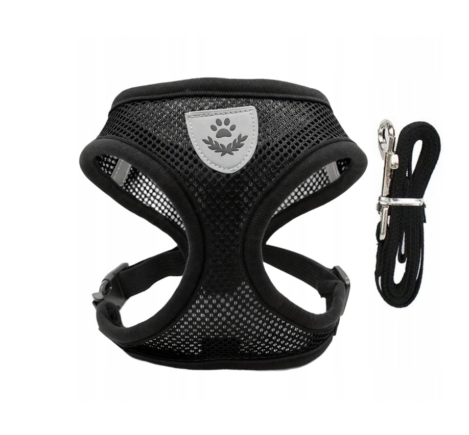 Small Dog Harness, Cat + Leash, Lightweight Breathable Reflective UpS4/S