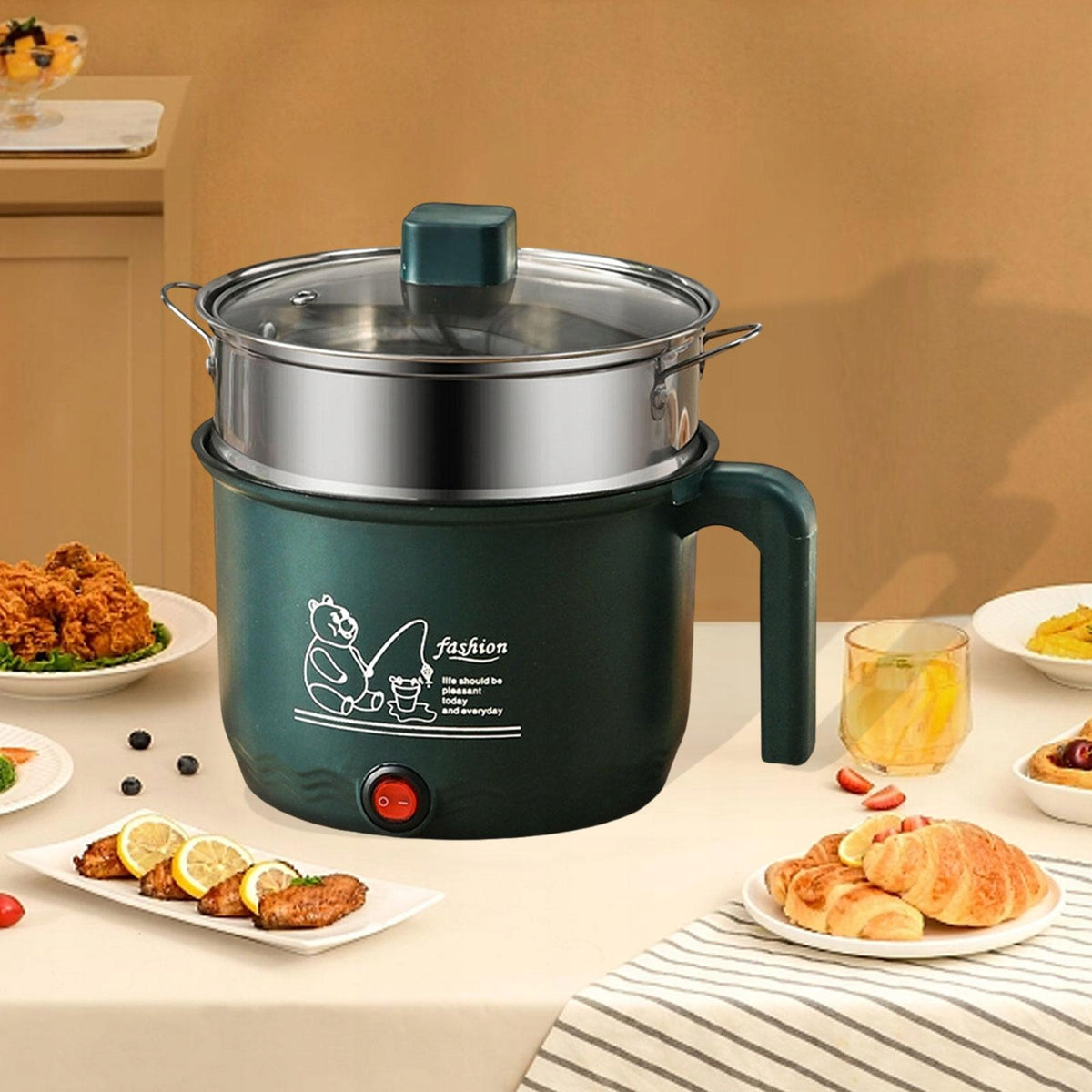 Small Electric Rice Cooker Steel Easy to Use Stainless Steamer
