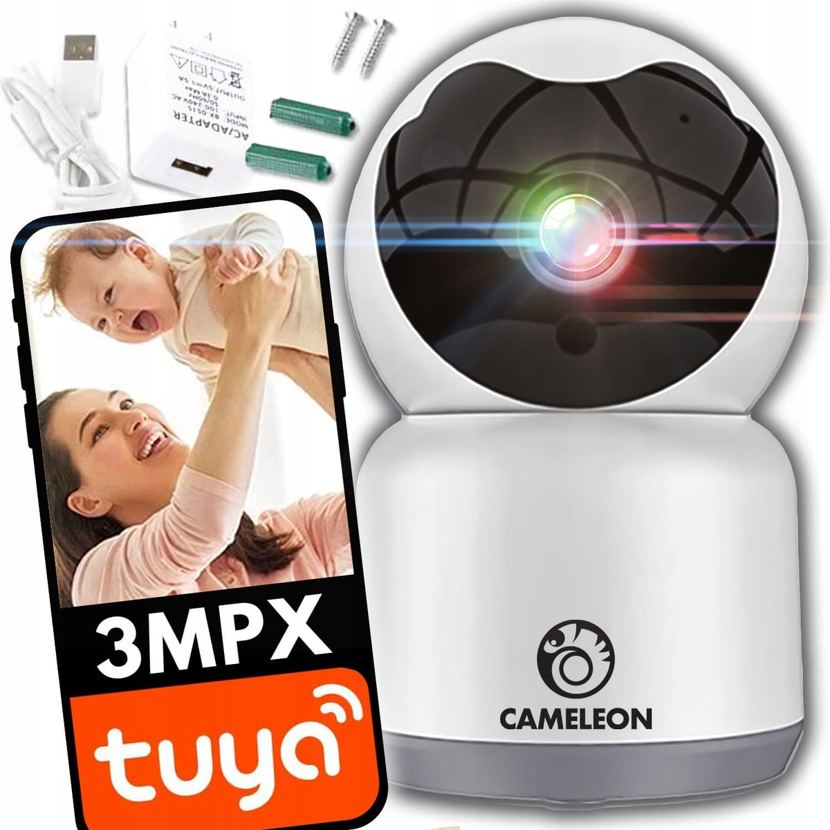 Smart WIFI wireless rotating 3MPX surveillance camera tracking TUYA