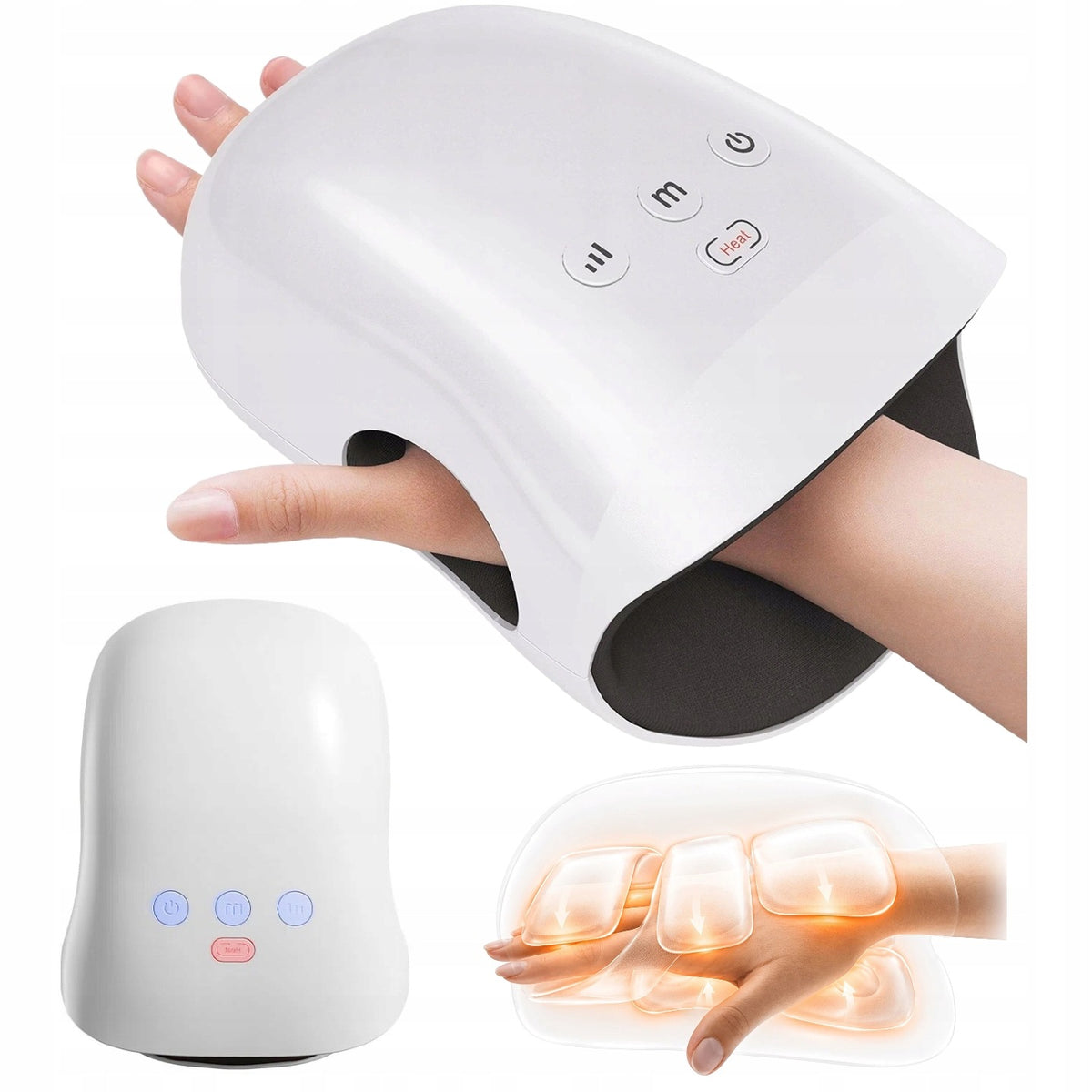 Smart hand massager, with heating and air compression