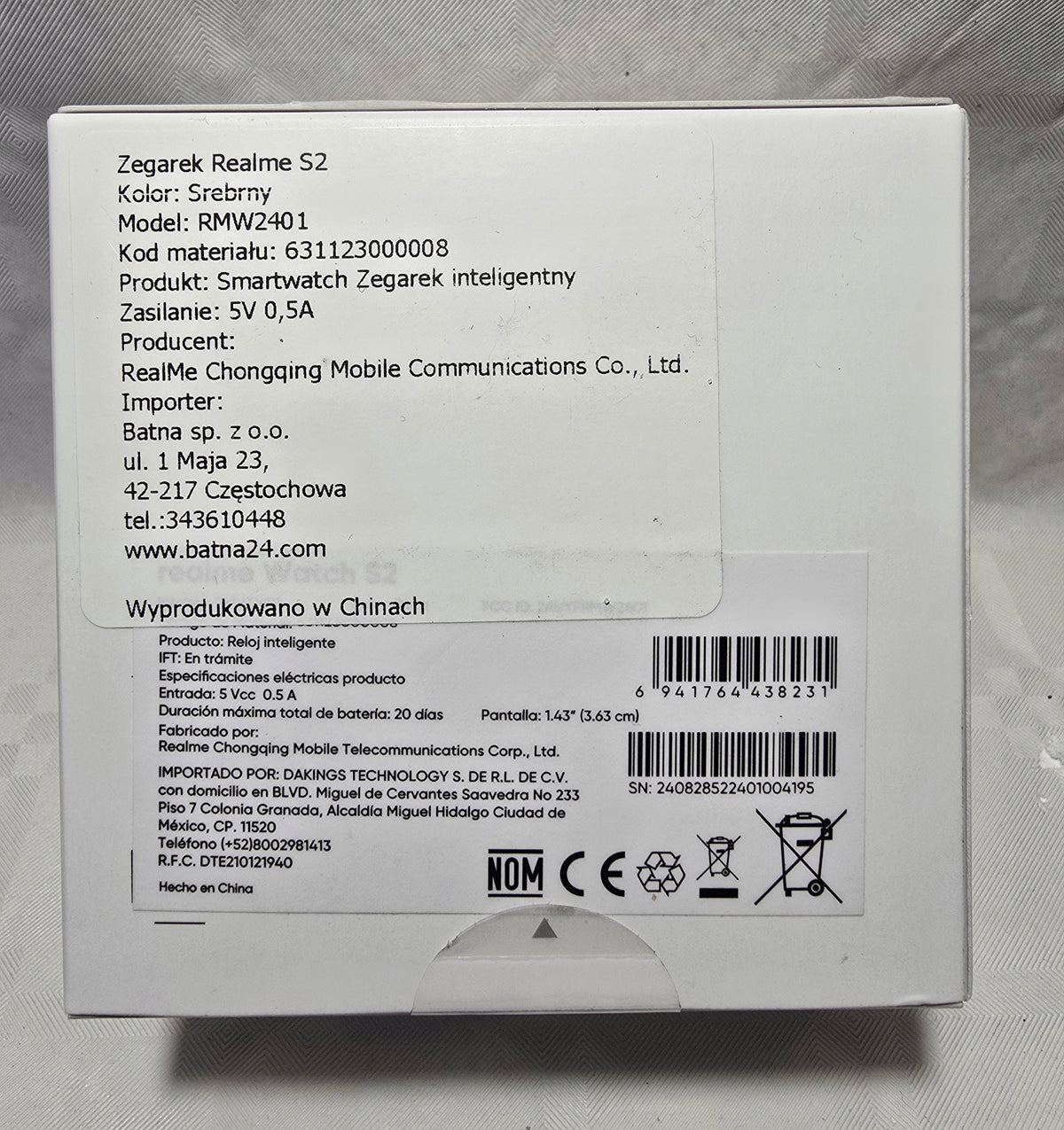 Smartwatch Realme Watch S2 Silver IP68 Packaging status original