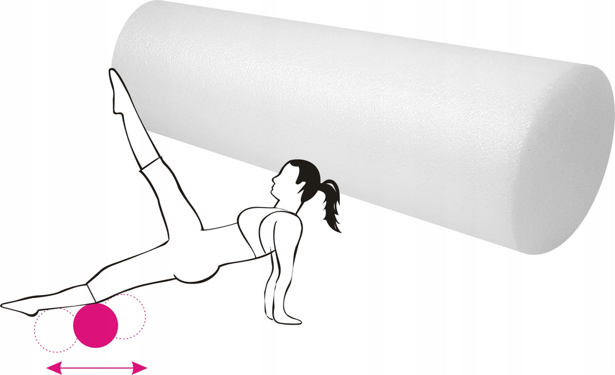 Smooth roller for exercise, massage, Pilates, roller white 90x15 cm