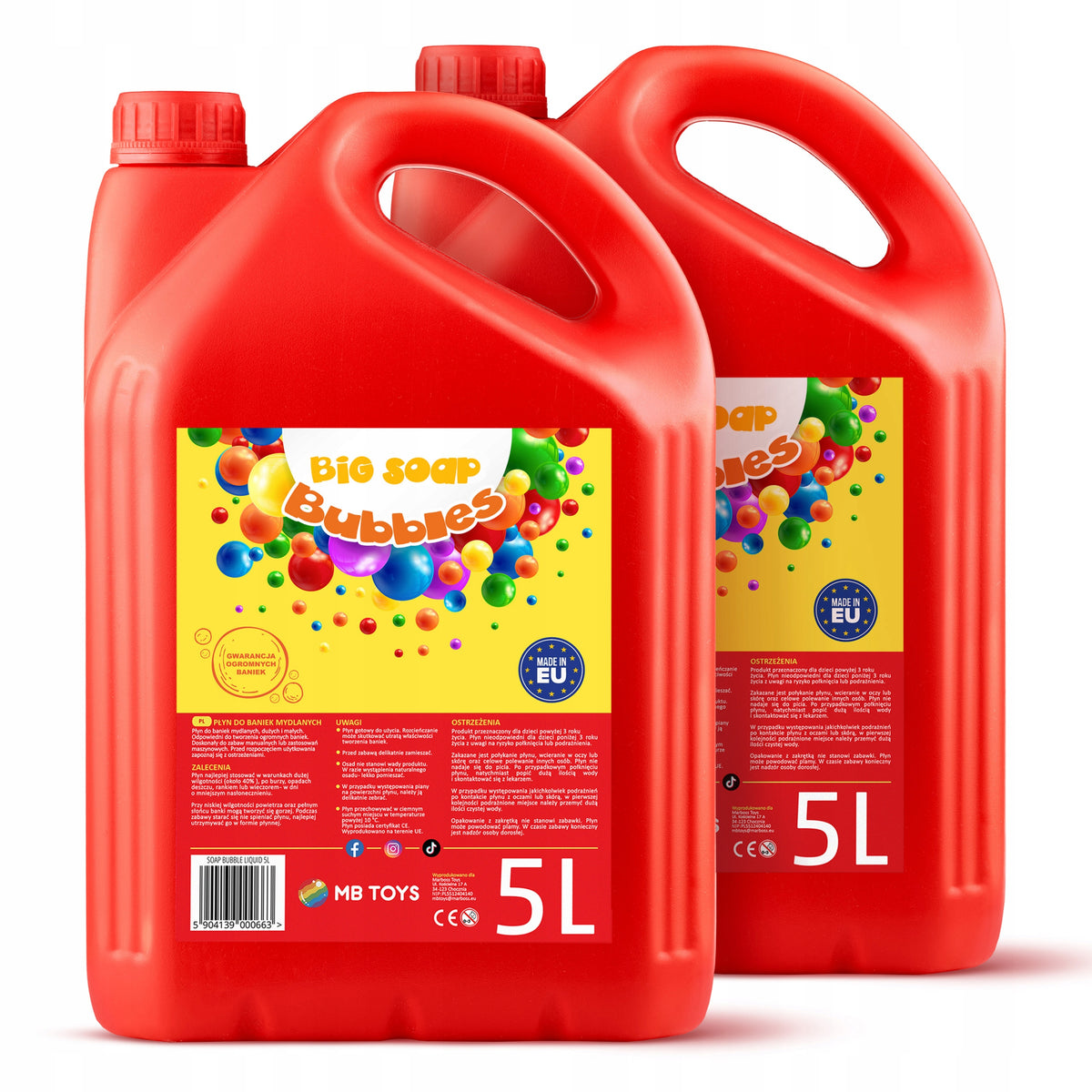 Soap bubble liquid PRO 10L - SET OF 2 x 5L - PL - MBTOYS