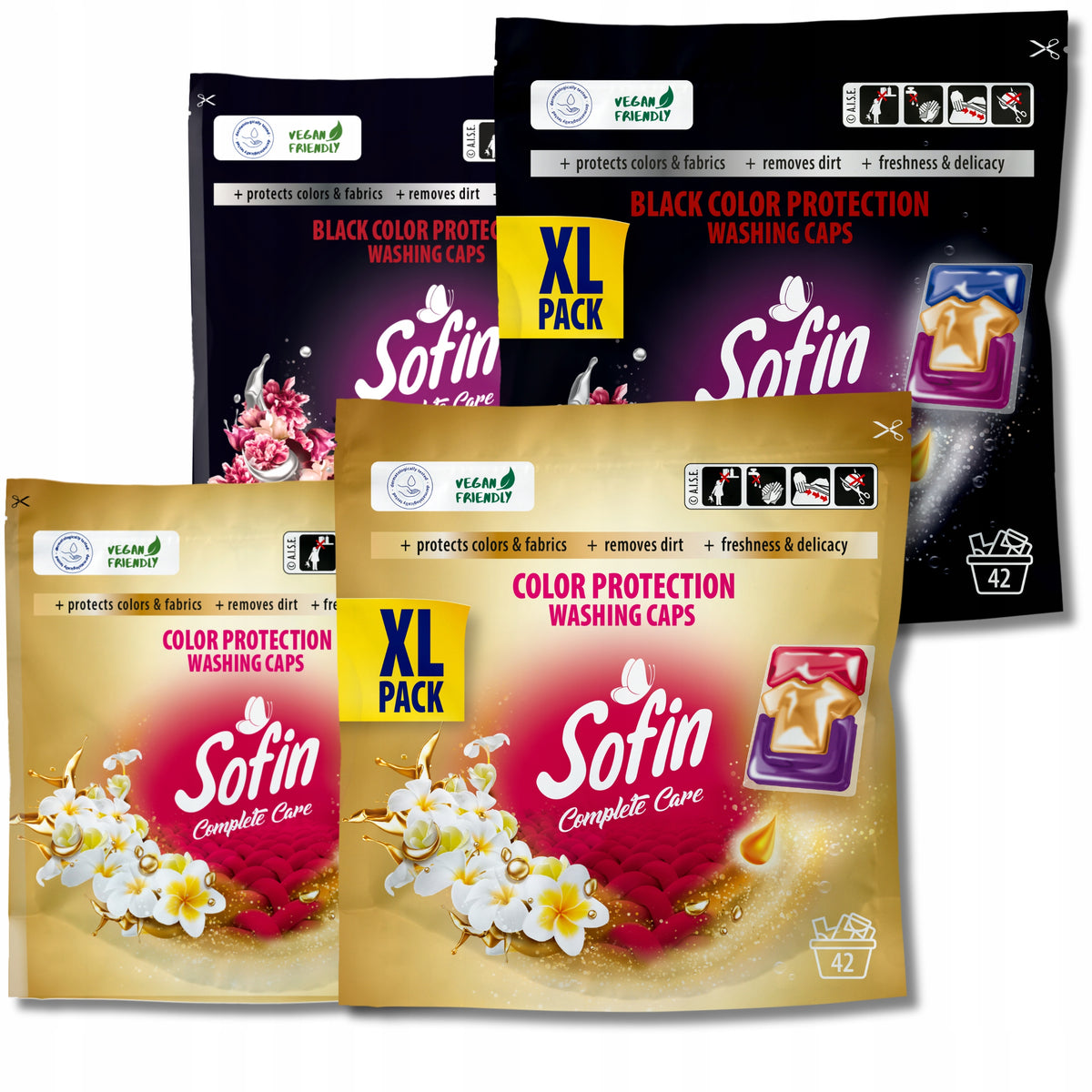 Sofin Dark Black Color Washing Capsules Color Protection MIX 66x2