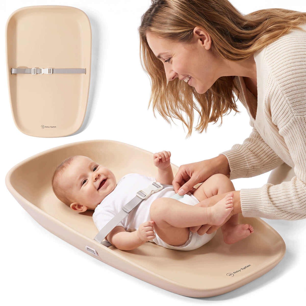 Soft changing table Moby-System waterproof with non-slip bottom beige