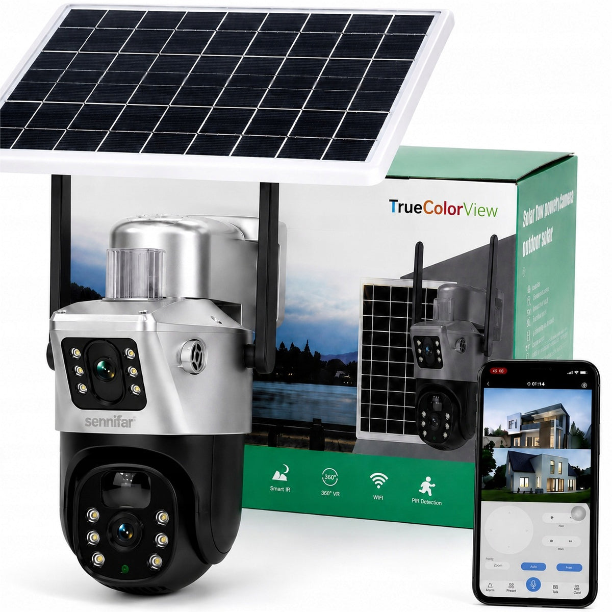 Solar Camera Dual Rotating TP15B-WIFI | QHD 6MP Zoom 3 in 1