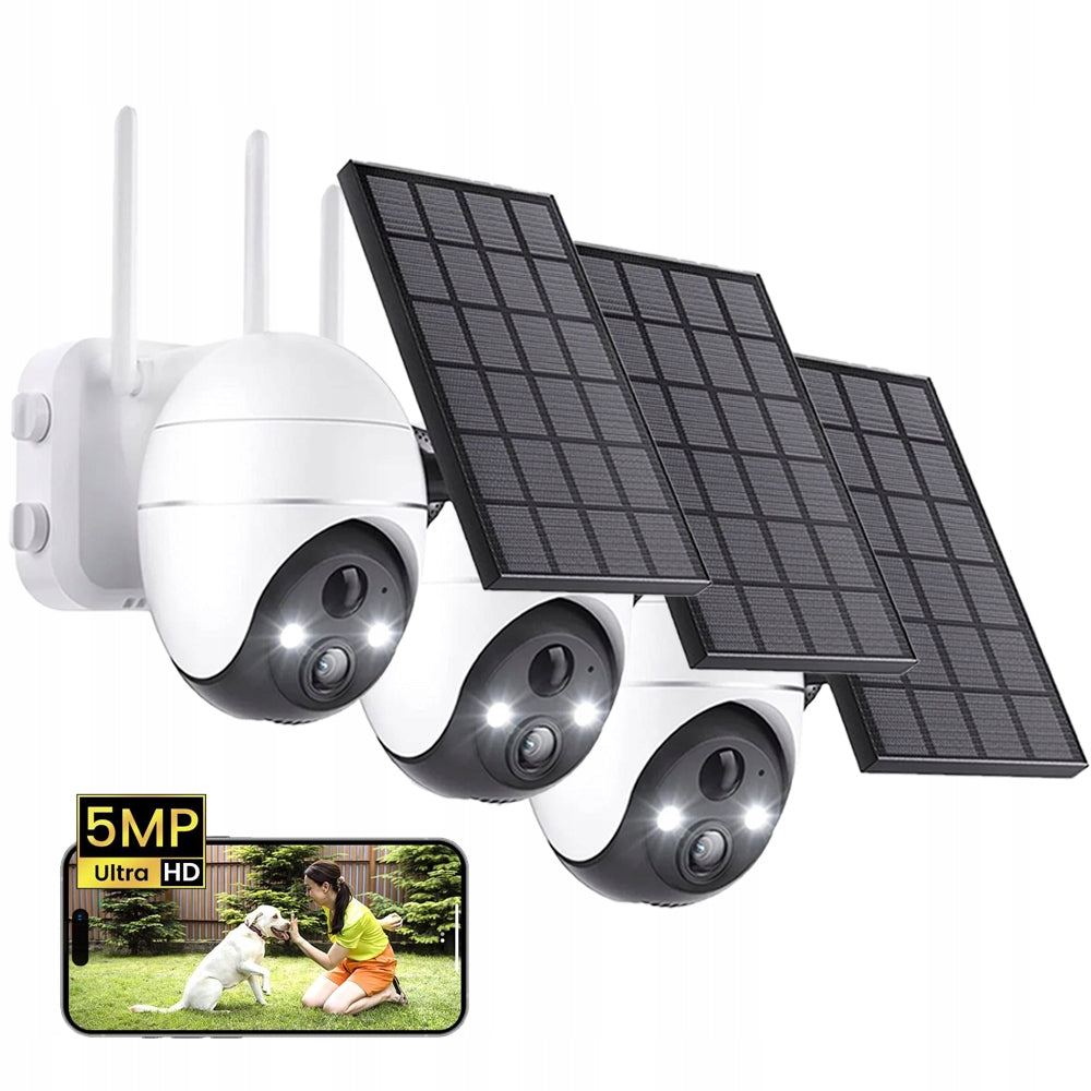 Solar Camera Outdoor IP WiFi Rotating 5MPX 2K Solar Security Cameras