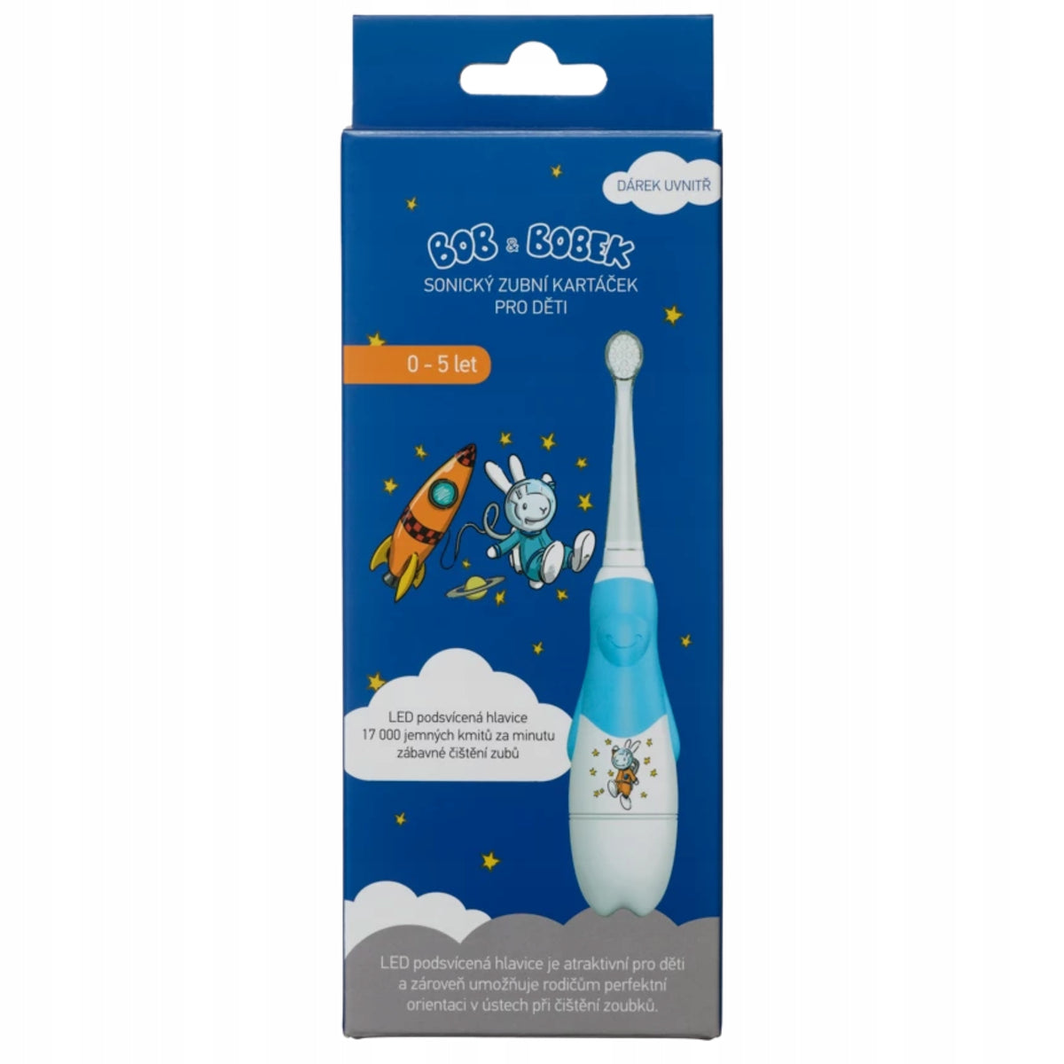 Sonic Toothbrush Waterproof For Children 0-5Lat Bob and Bobek + 2 Tips Packaging status original