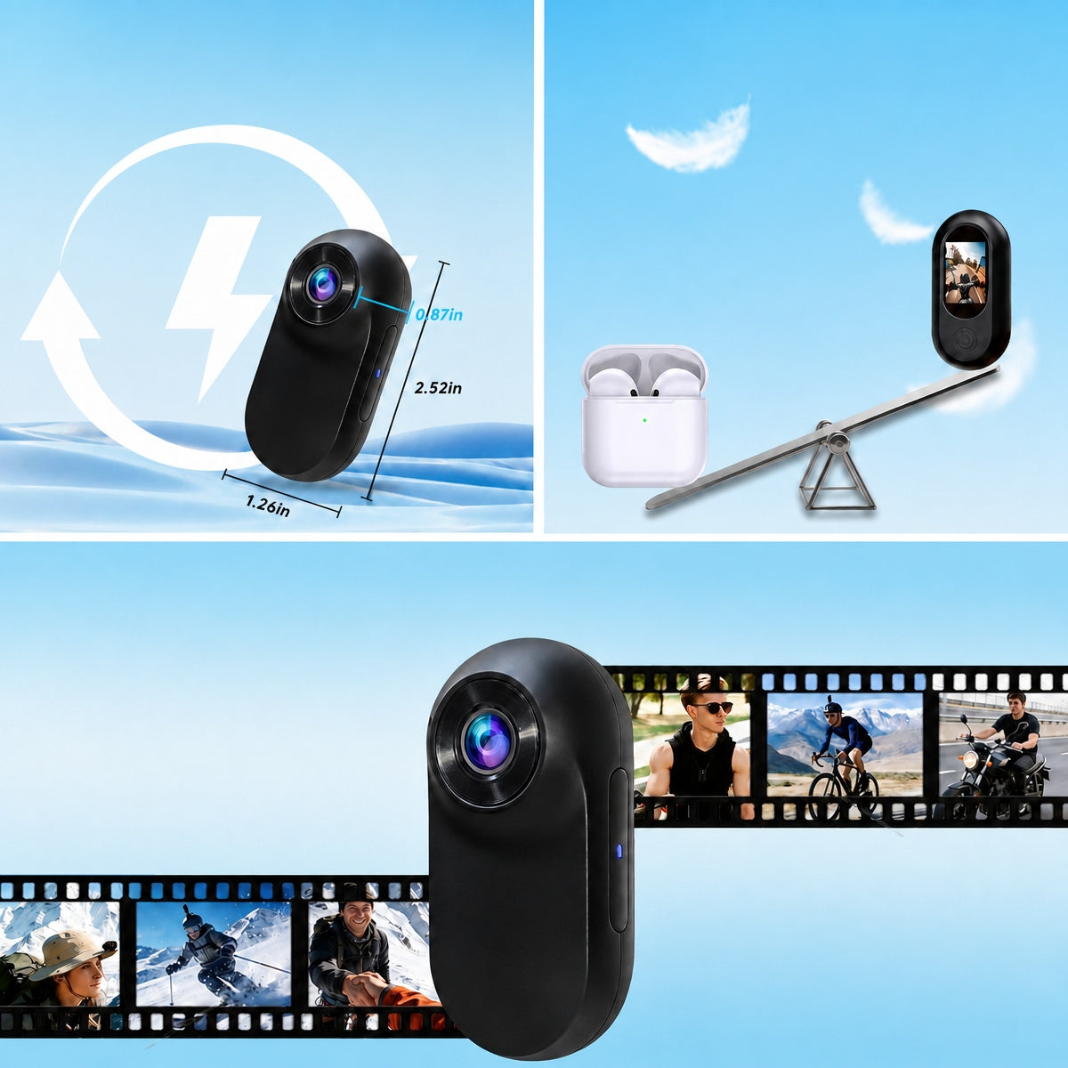 Sports Camera Mini Full 1080P Angle Portable Waterproof KIT Packaging status original