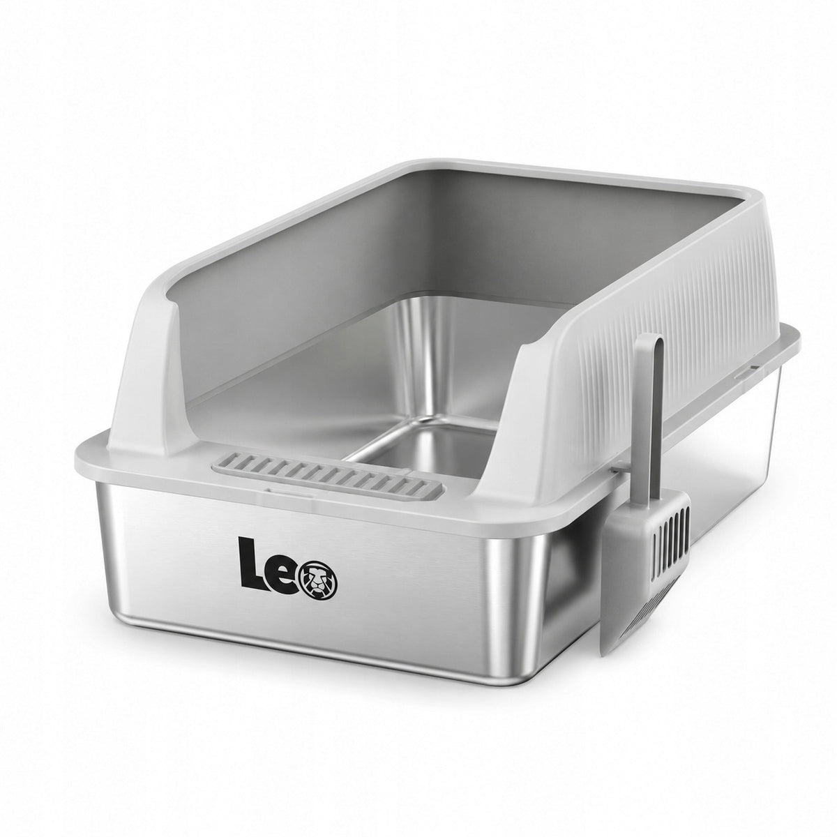 Stainless Steel Cat Cuvette with Grey Frame + Spatula Included