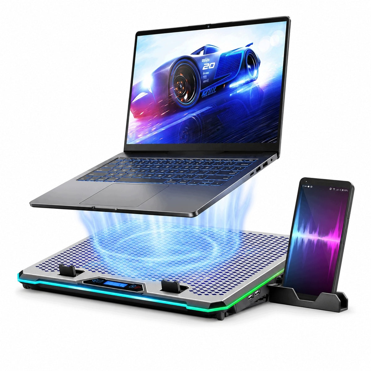 Stand Cooling Pad FOR LAPTOP Laptop UP TO 19' METAL 2XUSB LED Packaging status original