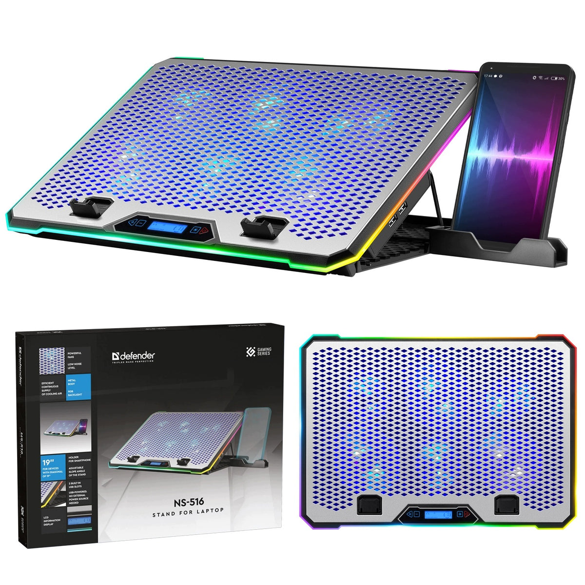 Stand Cooling Pad FOR LAPTOP Laptop UP TO 19' METAL 2XUSB LED