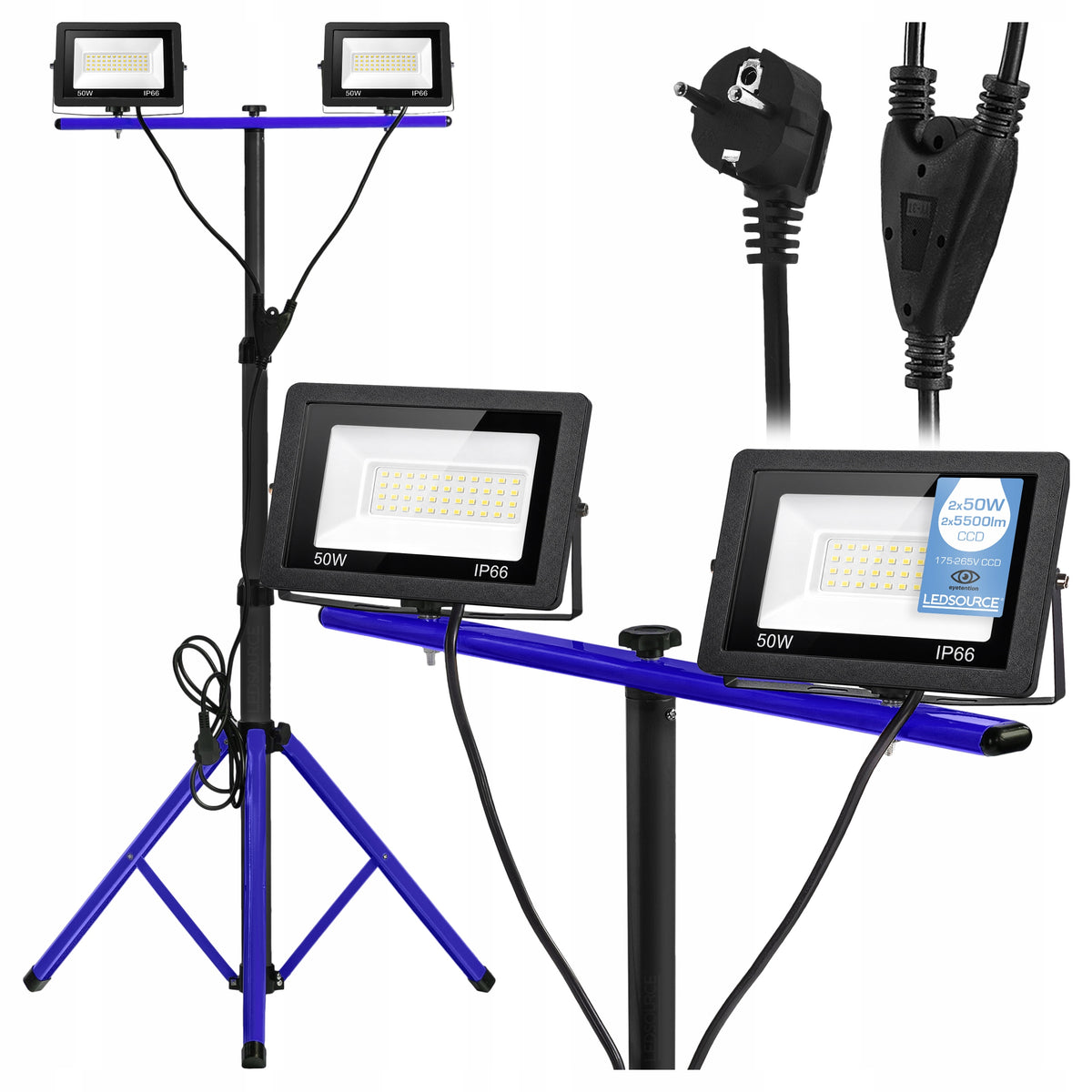 Stand Tripod 100W Floodlight Work Lamp Halogen Construction With Plug
