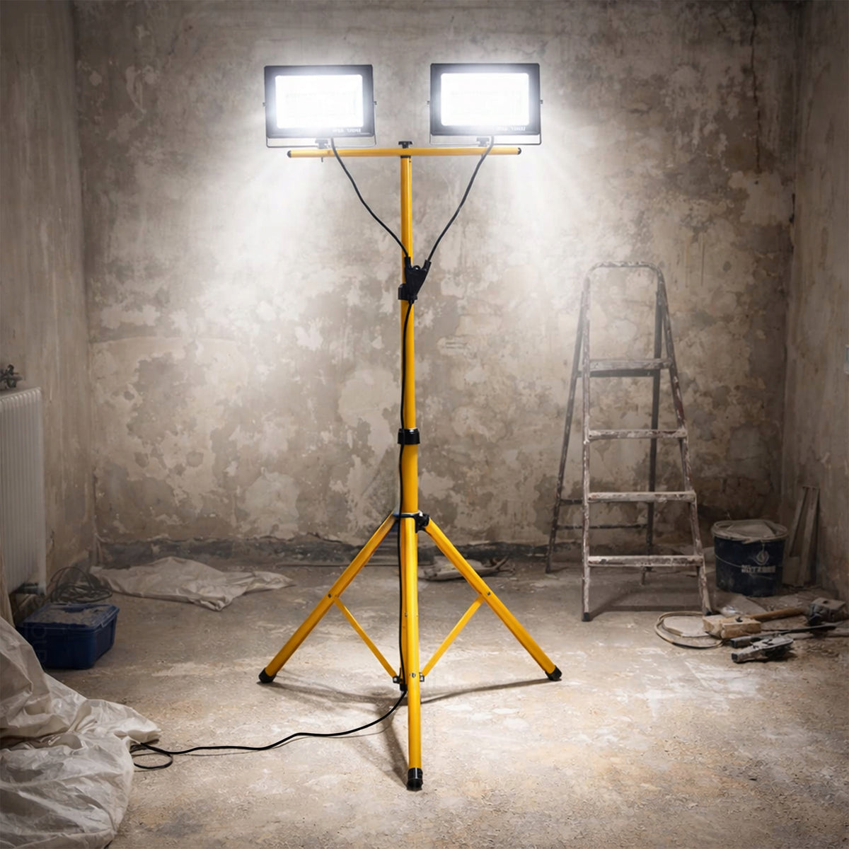 Stand Tripod 200W LED Floodlight Work Lamp Halogen Construction 2x 100W Packaging status original