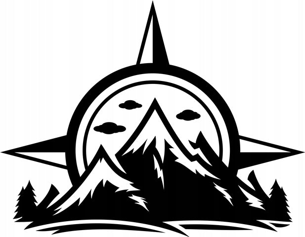 Sticker without background for car COMPASS MOUNTAINS 12 x 15,4 cm