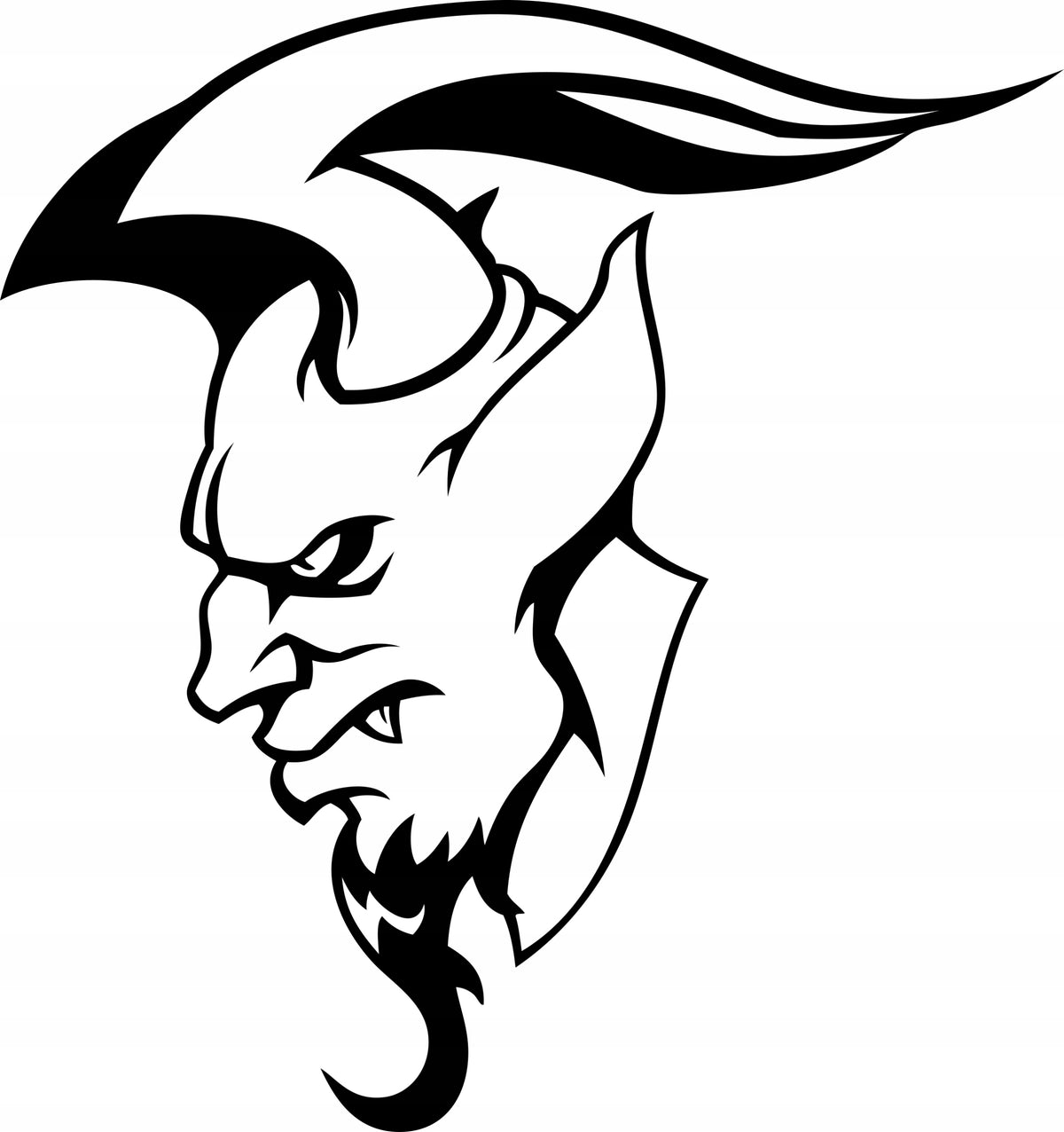 Sticker without background for car DEVIL WITH HORNS devil 20 x 18,8 cm