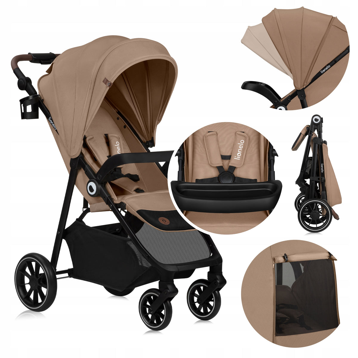 Stroller LARGE WHEELS TRAY UPF 50+ MOSQUITO NET Lionelo Emma One Packaging status original
