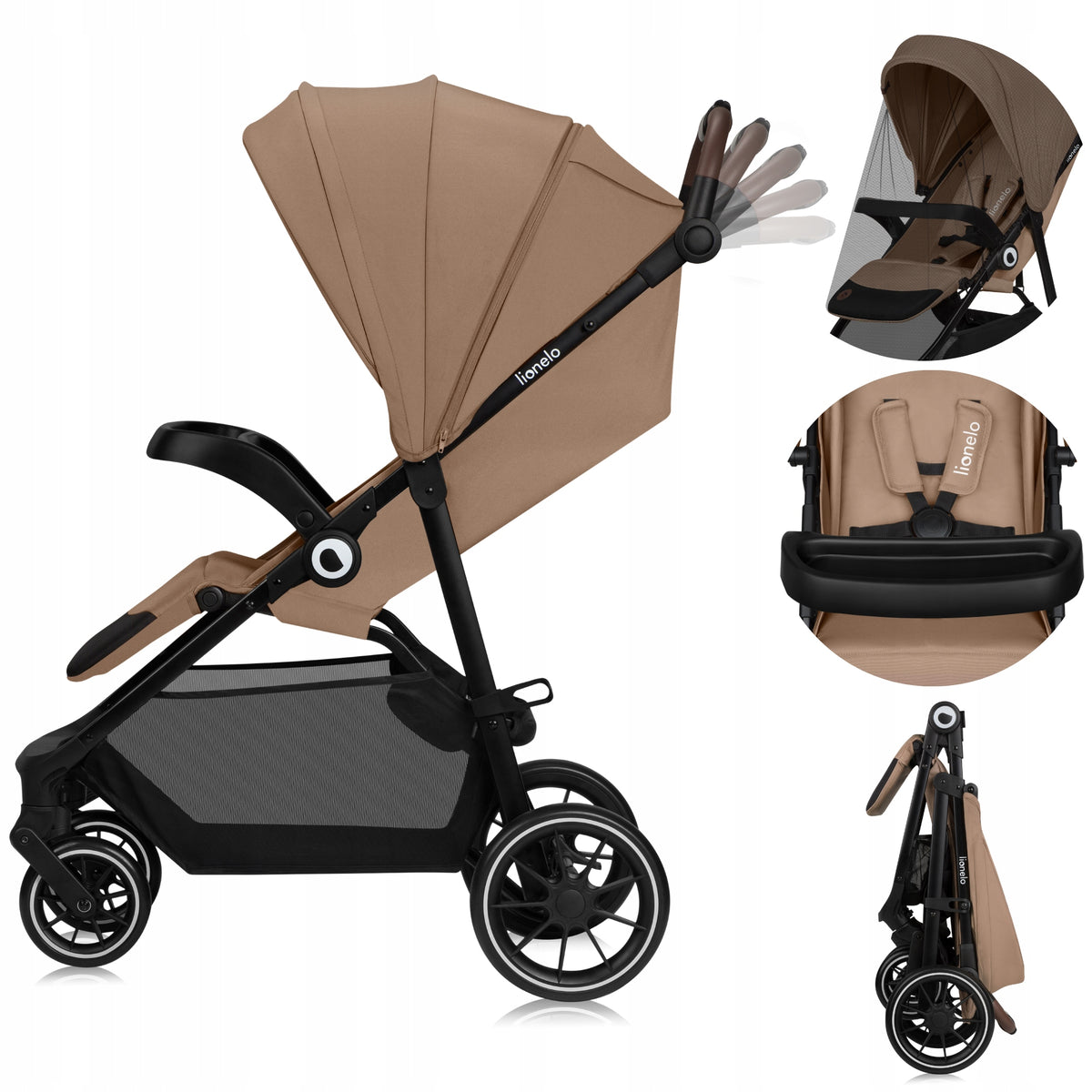 Stroller LARGE WHEELS TRAY UPF 50+ MOSQUITO NET Lionelo Emma One