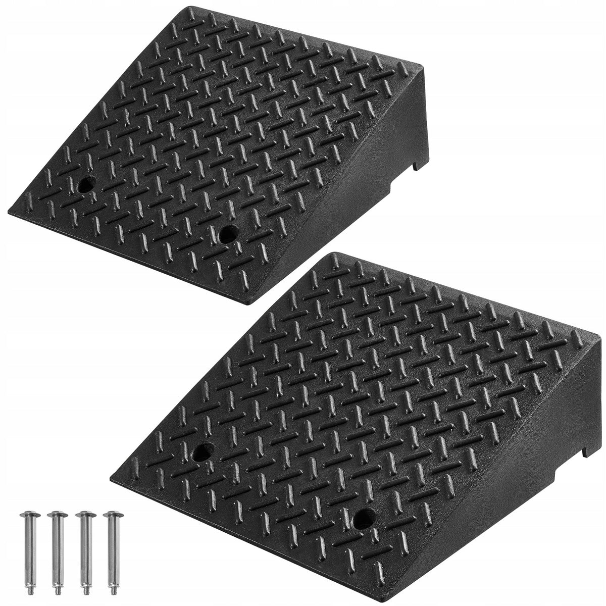 SucceBuy Threshold Ramp 2Pcs 49x49x18CM Lifting Capacity 3175KG Curb Rubber Ramp
