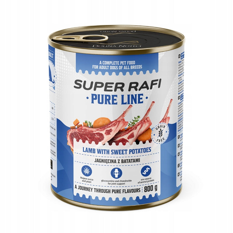 Super Rafi Pure Line Wet Dog Food - Lamb with Sweets 800 g