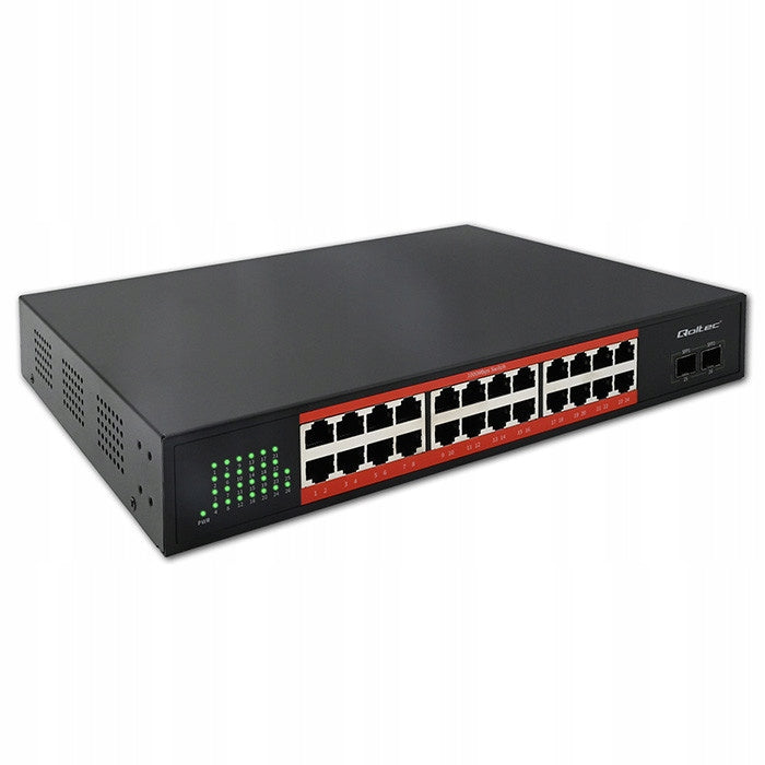 Switch Qoltec Gigabit 24x RJ45 | 2x SFP | 52 Gbps | Metal Packaging status original