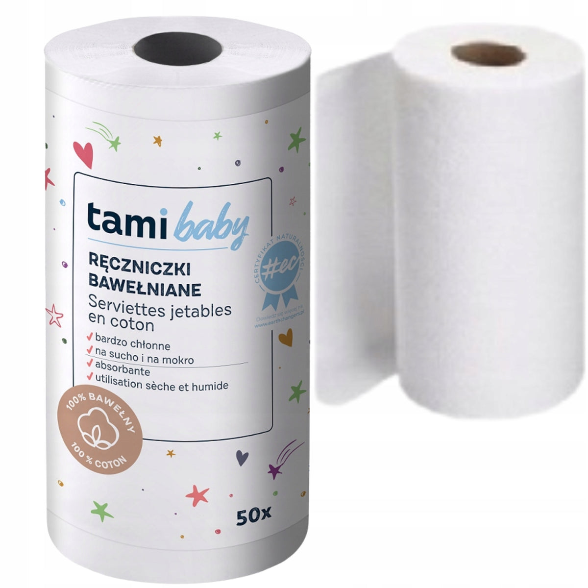 TAMI COTTON TOWELS FOR NEWBORNS ROLL 50PCS