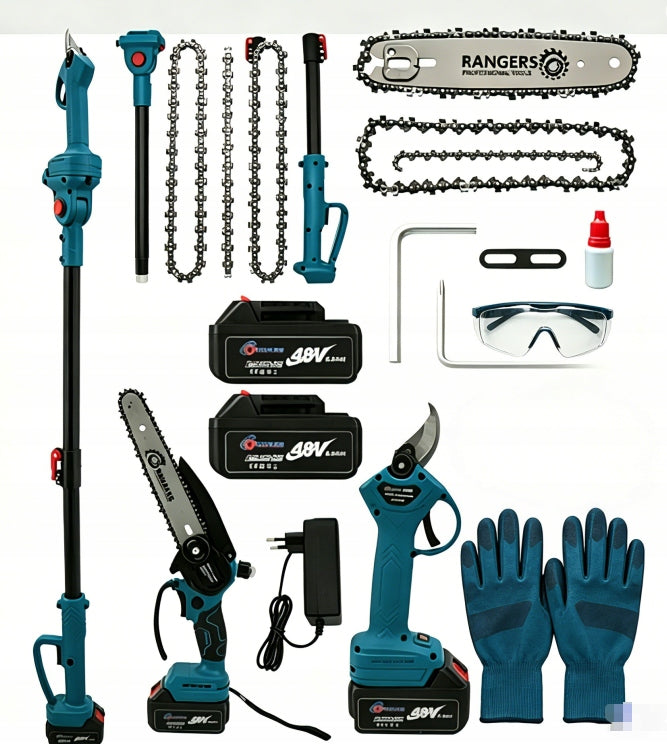 TELESCOPIC CHAINSAW + PRUNER 2X BATTERY POLE SAW FOR TRIMMING