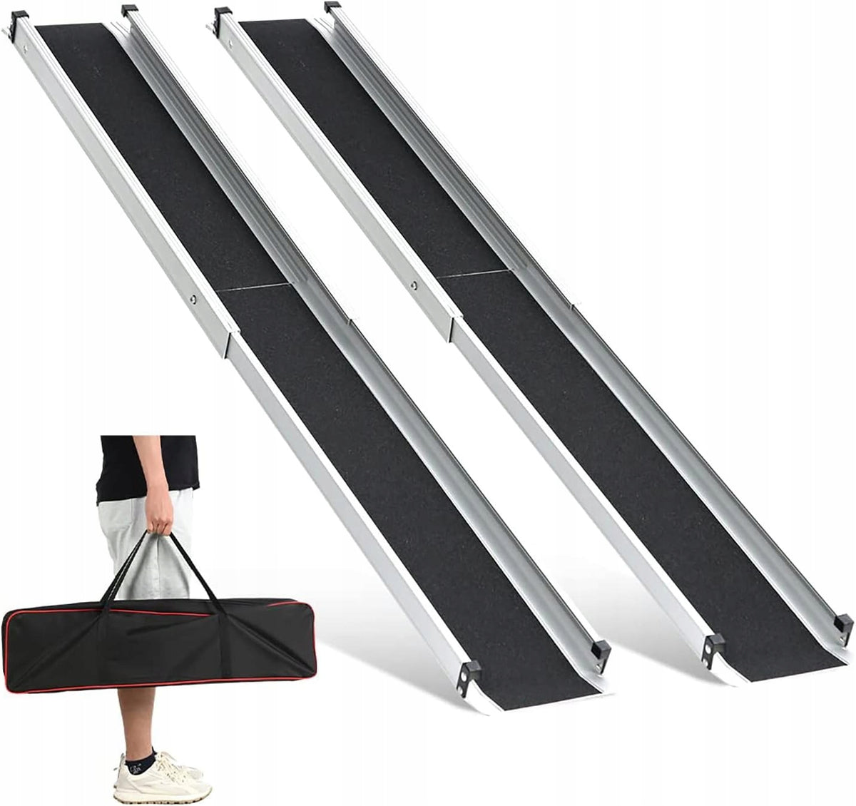 TELESCOPIC THRESHOLD RAMP ALUMINIUM 99-183 CM OVERRUN 270KG STAIRCASE
