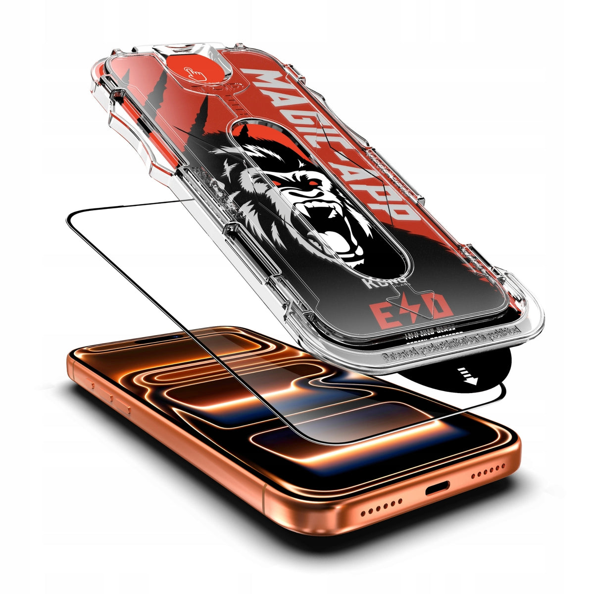 TEMPERED GLASS 9H KONG FAST PROTECTIVE WITH APPLICATOR FOR IPHONE 16 / 15 Packaging status original