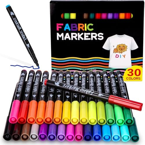 TEXTILE PENS 30 COLORS WASHABLE FOR CHILDREN'S FABRICS PAINTING Manufacturer code Bez marki