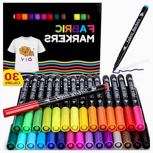 TEXTILE PENS 30 COLORS WASHABLE FOR CHILDREN'S FABRICS PAINTING