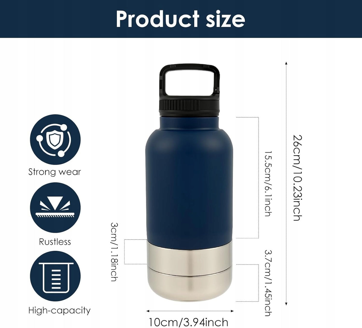 THERMAL BOTTLE FOR DOG 3in1 THERMOS BOWL 900ml STAINLESS STEEL STRONG Packaging status original