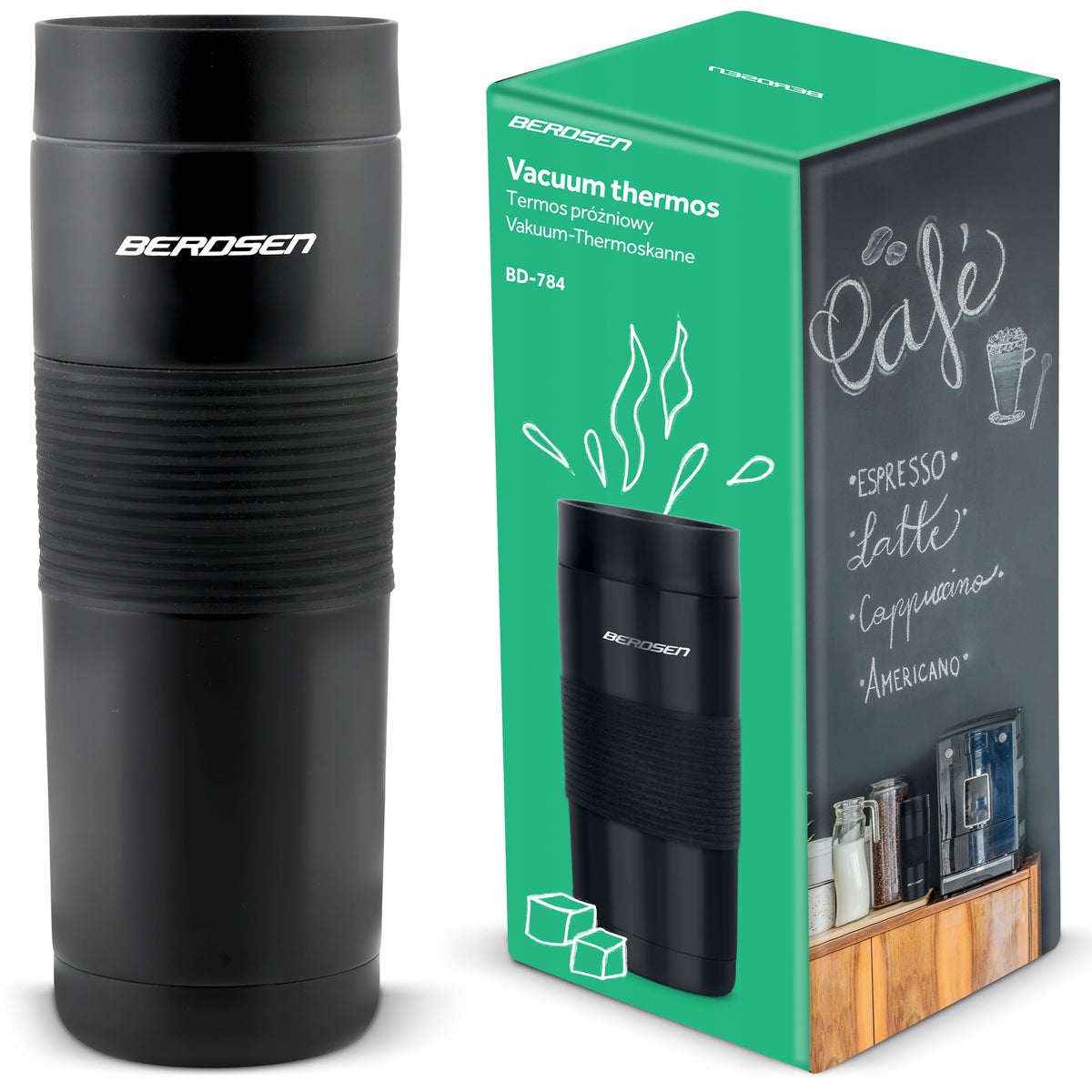 THERMAL MUG THERMOS FOR CAR FOR COFFEE TEA 590ML STAINLESS STEEL