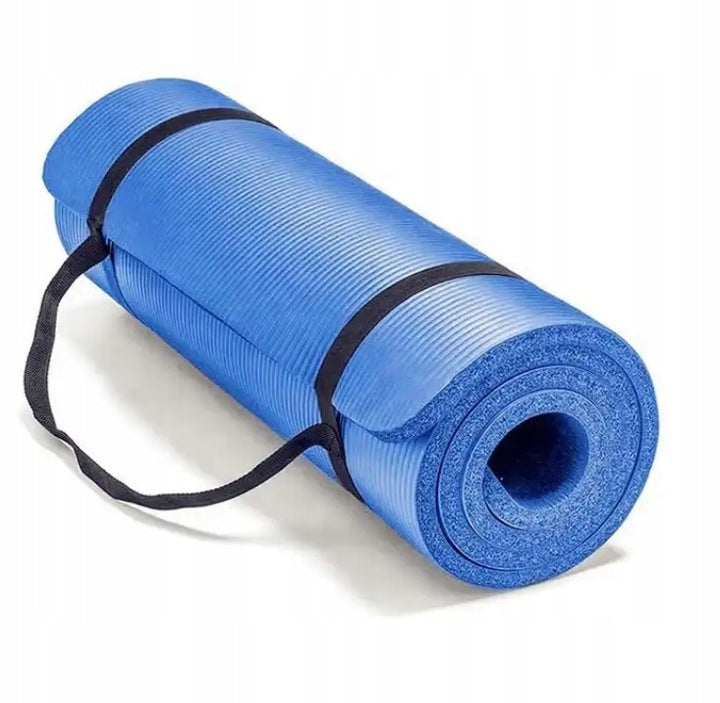 THICK EXERCISE MAT YOGA FITNESS BLUE XL 1cm