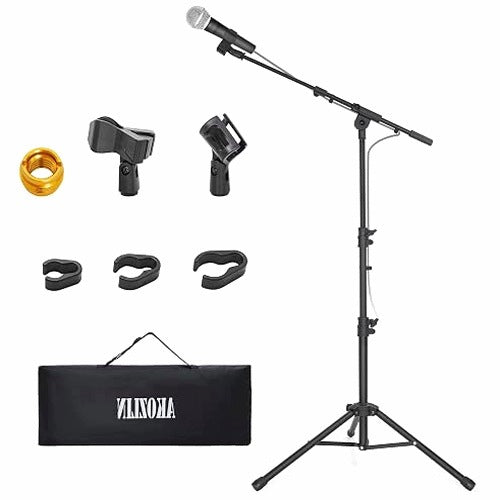 THREE-LEGGED MICROPHONE STAND FOLDING ADJUSTABLE STEEL FOR RECORDINGS SET OF 2