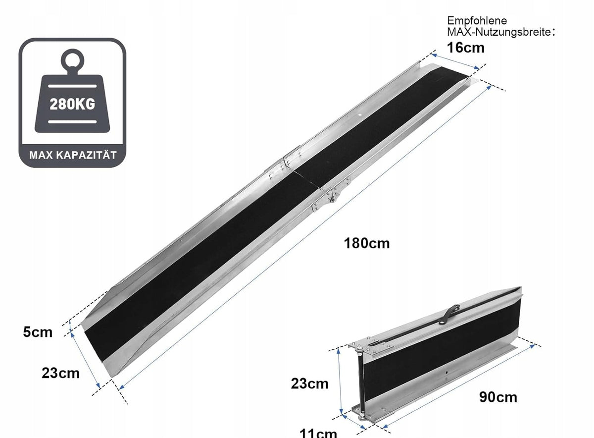 THRESHOLD RAMP FOLDING 180CM NON-SLIP 280KG ALUMINUM Brand Liekumm